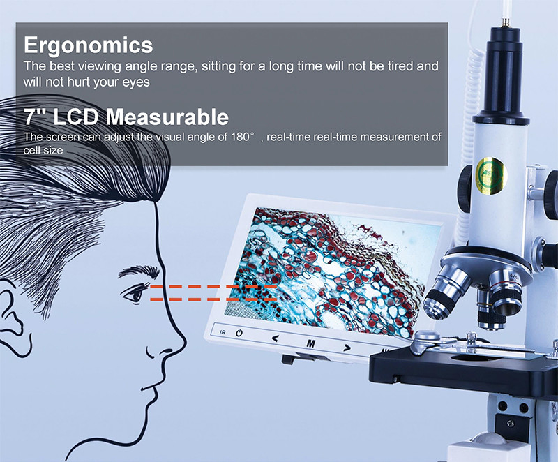 Opto Edu 7" Lcd Handheld Digital Microscope Biological 2.0m